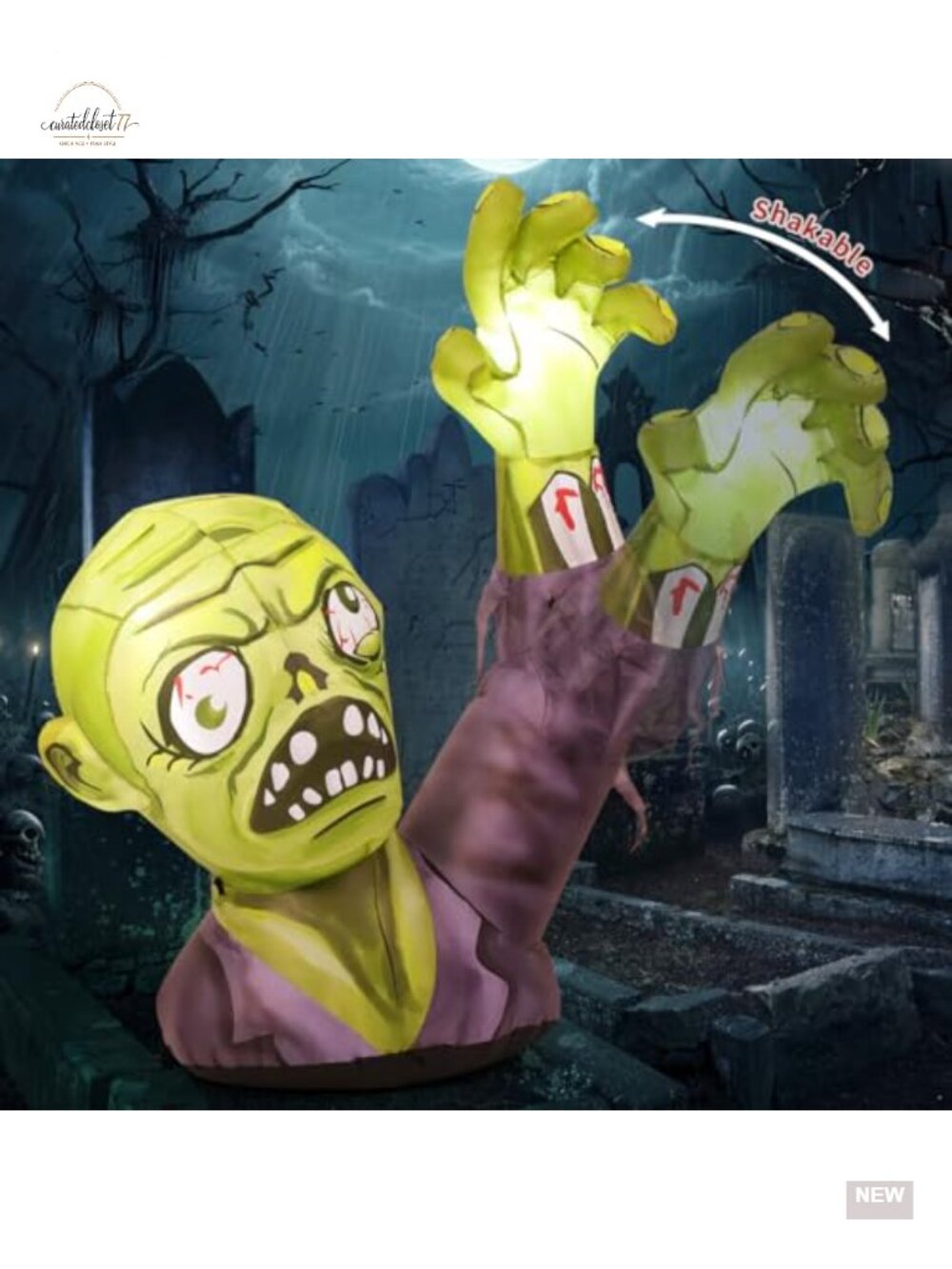 5.2ft Halloween Inflatable Zombie Yard Decoration with LED Lights